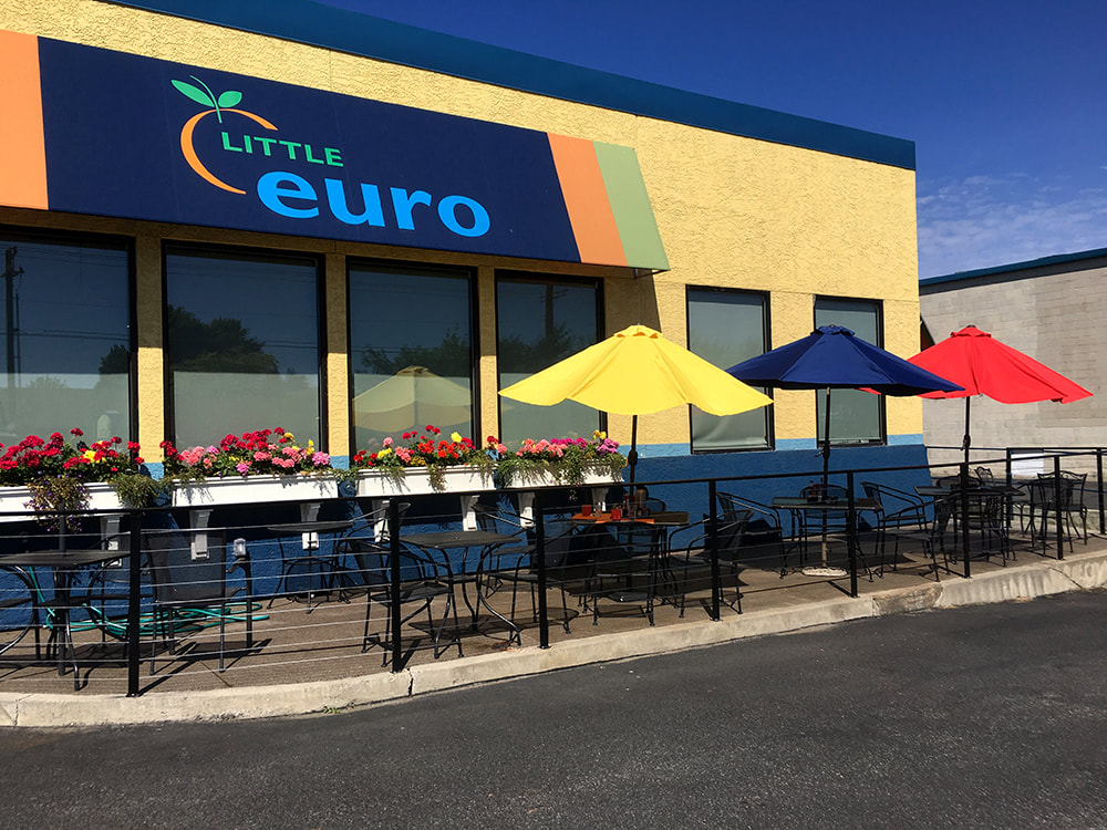 View of outdoor seating at Little Euro